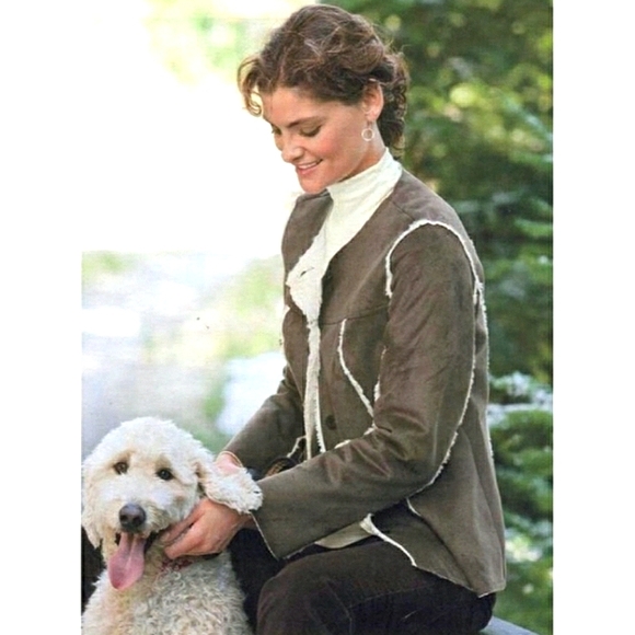 J. Jill Jackets & Blazers - J. Jill Faux Suede Shearling Lined Penny Lane Dk Taupe Button Up Jacket